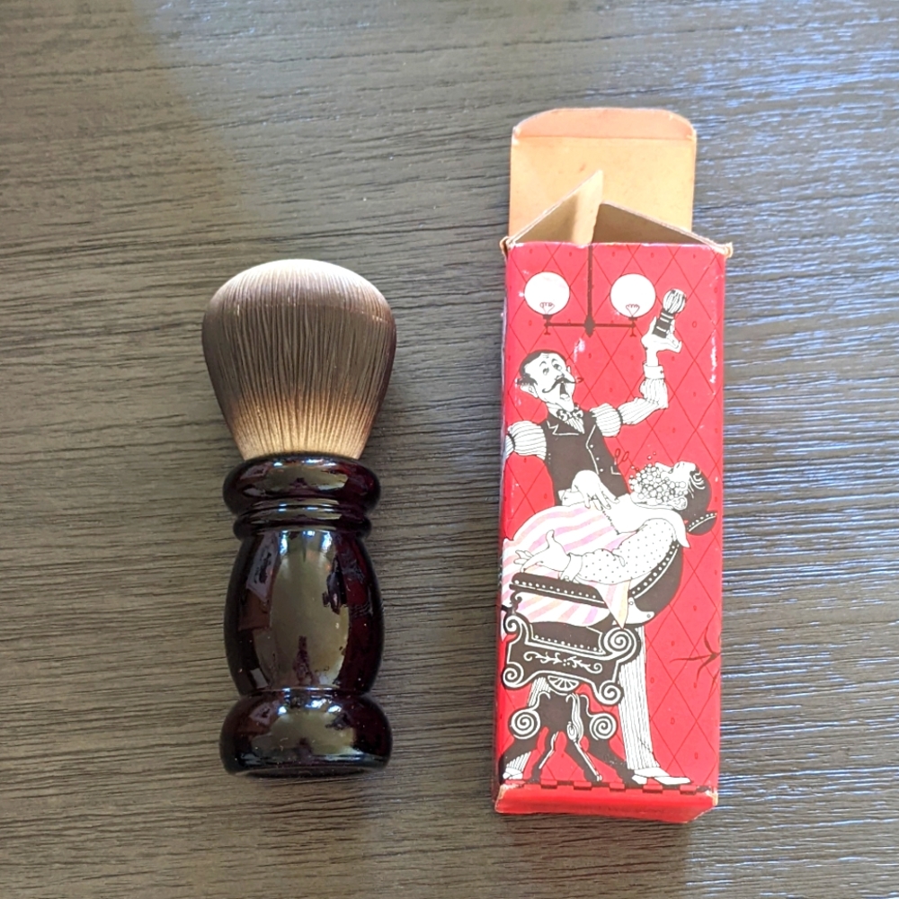 Vintage Avon Barber Shop Brush Wild Country Cologne Empty Brown Glass